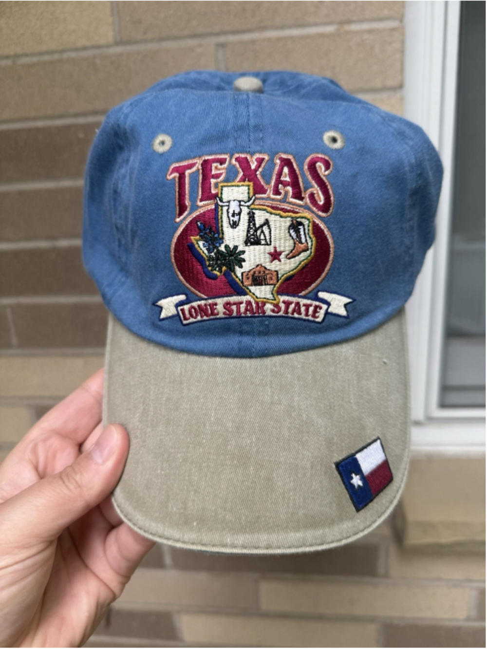 VTG Denim Texas Strapback Hat Embroidered Blue The Lone Star State NWOT - Picture 2 of 5